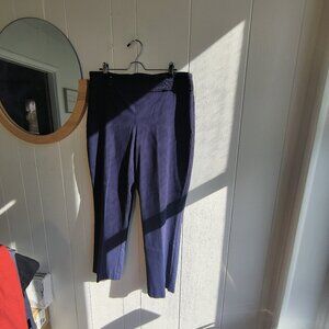 Navy blue stretch pant by JM Collection. Cute pull on style. Grommets & Pleating
